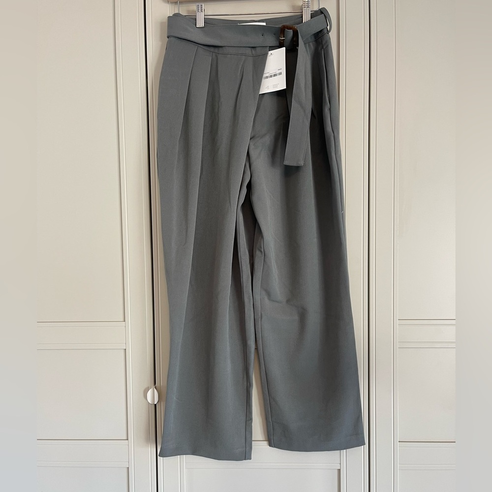 NWT Oak + Fort  Belted Wide Leg Trouser